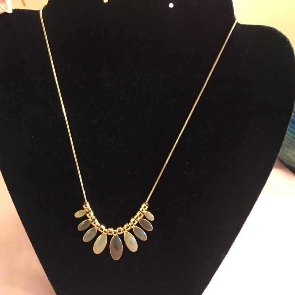 Goldtone Snake Chain with Green Pedals
